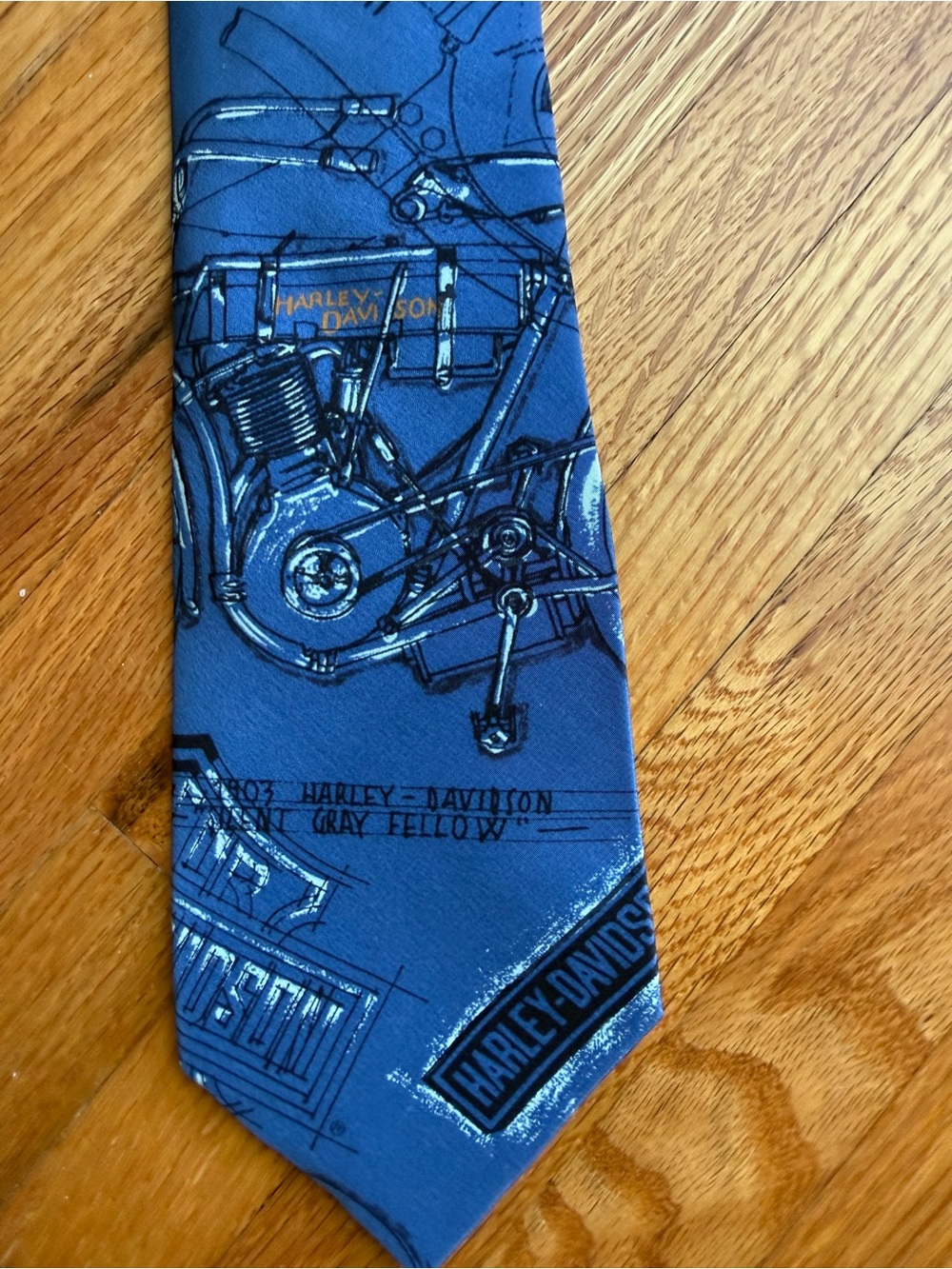 Harley-Davidson Blue Motorcycle Sketch Tie